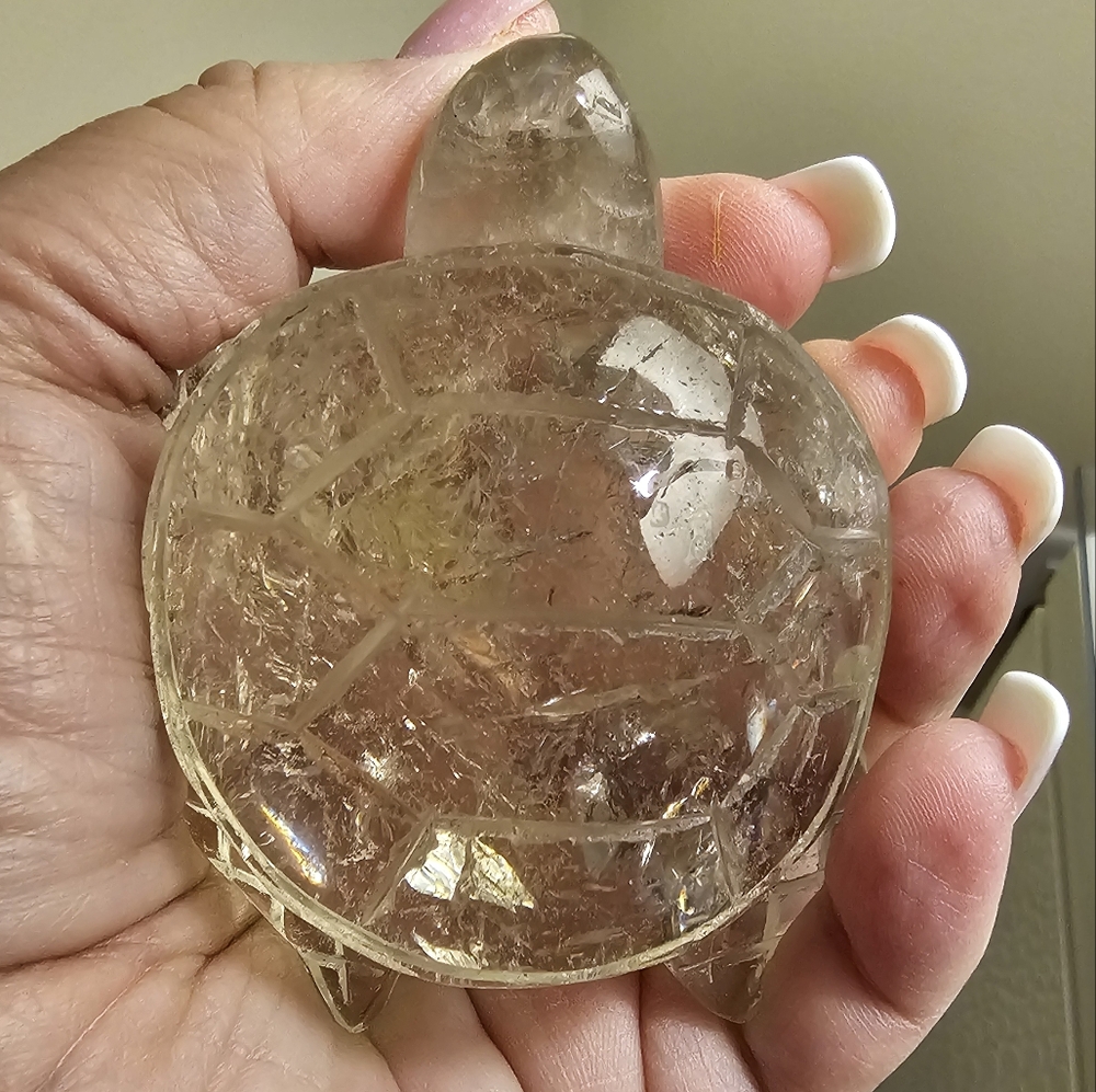 194g, #2. Citrine/Clear Quartz Turtle, (L)10cm x (W)9cm x 3cm(D), New!